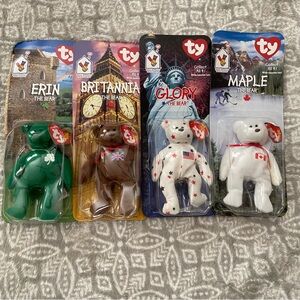 NWT Limited Edition Ty World Collection Beanie Babies Erin Maple Glory B…